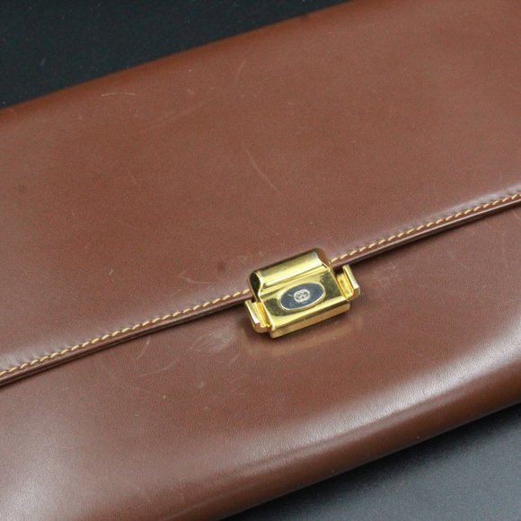 AUTHENTIC GUCCI BROWN LEATHER PASSPORT WALLET CLUTCH - Picture 6 of 14